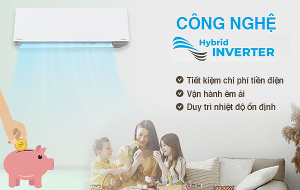 Máy lạnh Toshiba Inverter 1 HP RAS-H10E2KCVG-V - Công nghệ Hybrid Inverter tiết kiệm điện